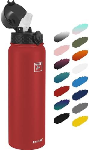 Red Large 40 oz Kids Straw Bottle
