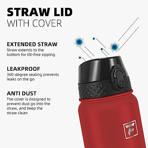 Red Large 40 oz Kids Straw Bottle — photo 3