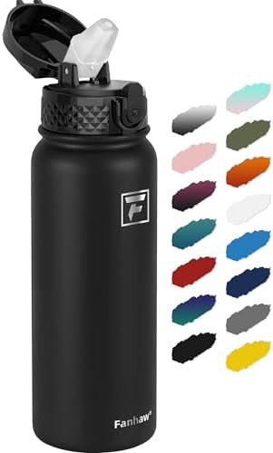 Black Kids Stainless Steel Straw Bottle