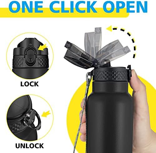 Black 24 oz Sports Bottle with Straw Lid — photo 4