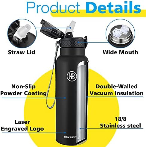 Black 24 oz Sports Bottle with Straw Lid — photo 5