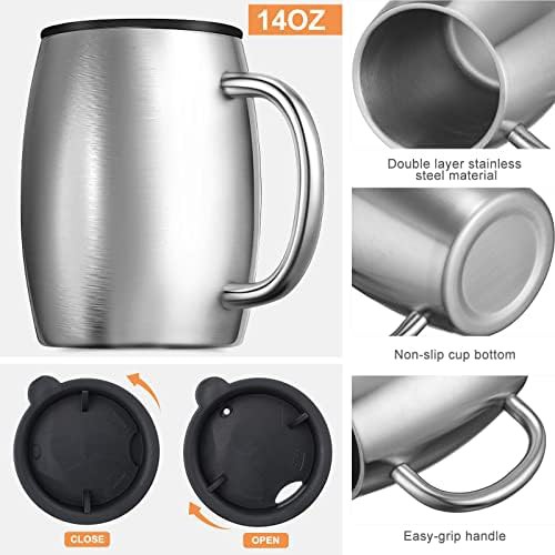 Silver Stainless Steel Coffee Mug with Handle — photo 3
