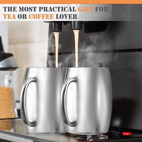 Silver Stainless Steel Coffee Mug with Handle — photo 4