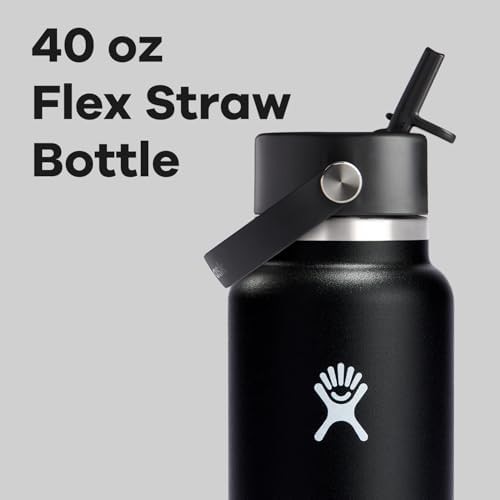 Black wide mouth straw lid bottle 40 oz — photo 3