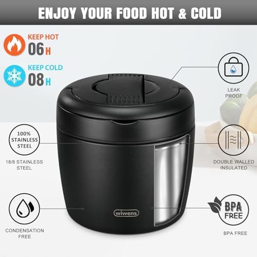 Black thermo food jar with folding spoon — photo 3