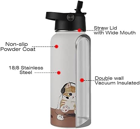 Large stainless steel water bottle with straw — photo 5