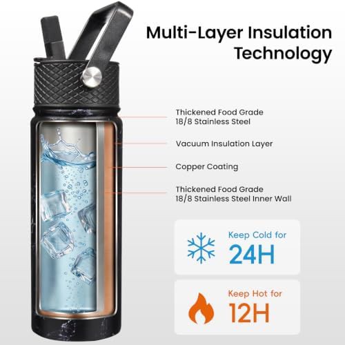 Konokyo 18 oz insulated stainless steel bottle with straw lid — photo 3