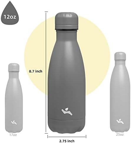 Konokyo 12 oz insulated stainless steel bottle in gray — photo 3