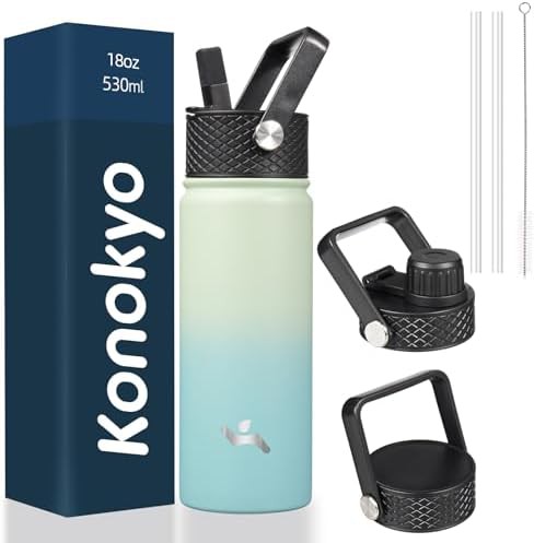 Konokyo 18 oz insulated stainless steel straw bottle