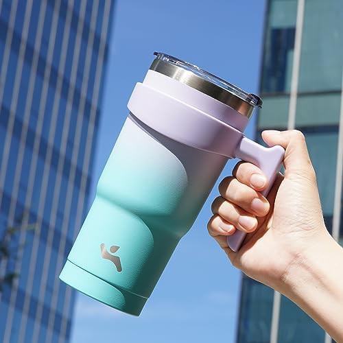 Konokyo 30 oz insulated travel mug with handle and straw — photo 5