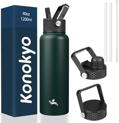 Konokyo 40 oz insulated stainless steel bottle with straw lid