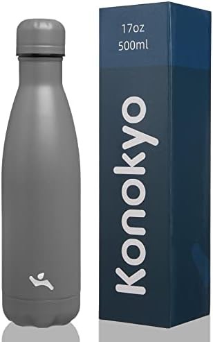 Konokyo 17 oz insulated stainless steel bottle in gray