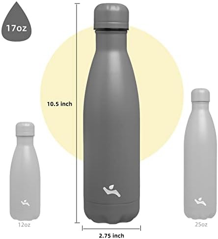 Konokyo 17 oz insulated stainless steel bottle in gray — photo 3