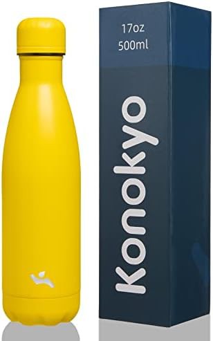 Konokyo 17 oz insulated stainless steel bottle in yellow