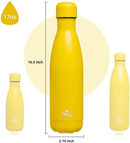 Konokyo 17 oz insulated stainless steel bottle in yellow — photo 3