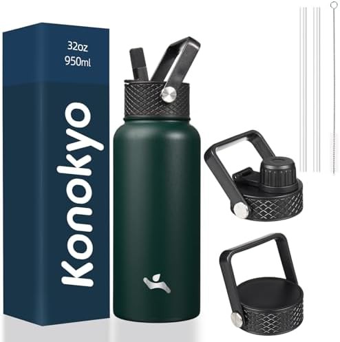 Konokyo 32 oz insulated stainless steel bottle with handle