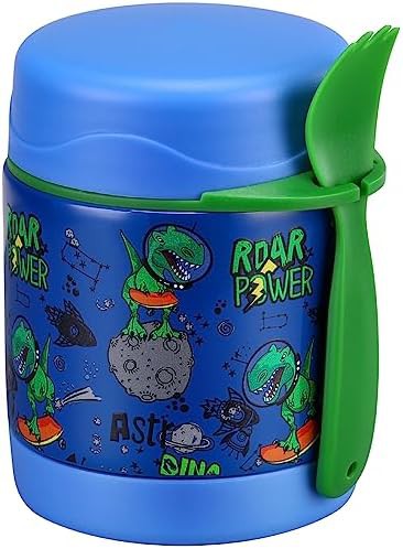 Blue dinosaur stainless soup thermo container