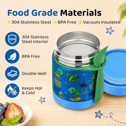 Blue dinosaur stainless soup thermo container — photo 3