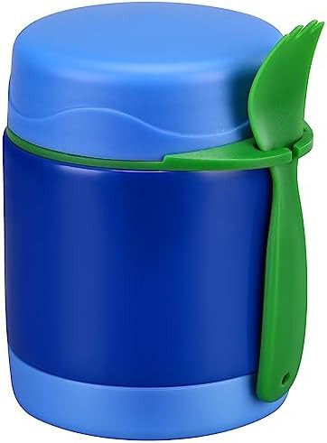 Solid blue stainless soup thermo container