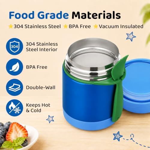 Solid blue stainless soup thermo container — photo 3