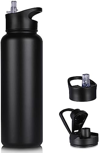 Black vacuum insulated sports flask 40 oz