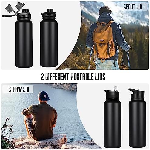 Black vacuum insulated sports flask 40 oz — photo 3