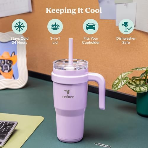 Stainless steel 24 oz travel mug with handle — photo 3