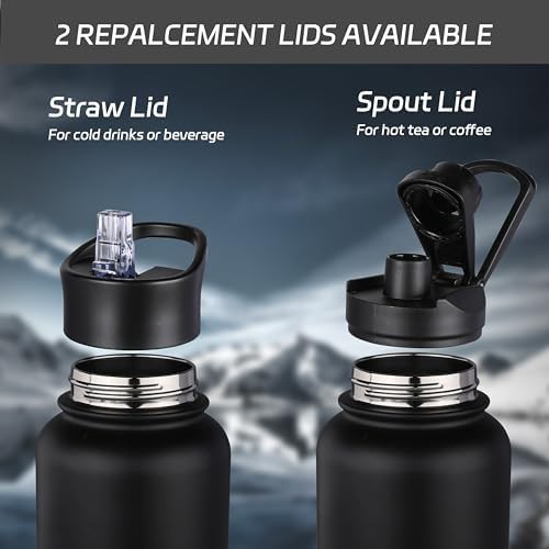 Black insulated sports water bottle 32 oz — photo 4