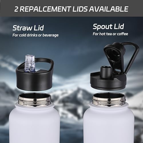 White insulated sports water bottle 32 oz — photo 4
