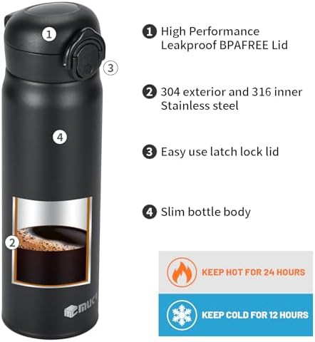 Black Flip Lid Stainless Steel Travel Mug — photo 4