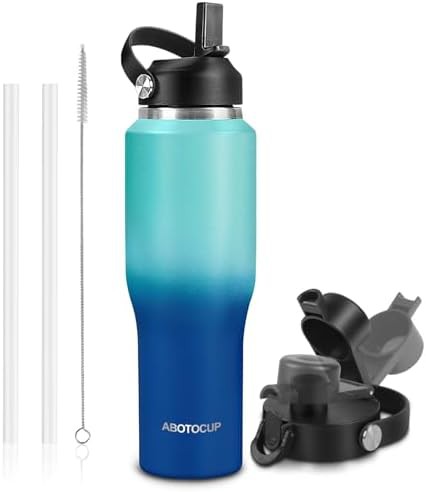 Leakproof metal water bottle with straw