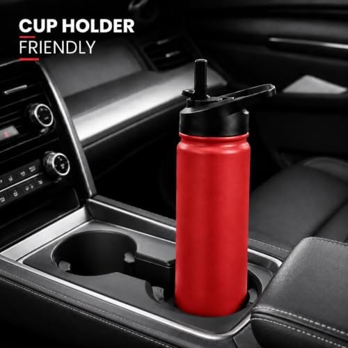 Red stainless steel 24 oz insulated bottle set — photo 5