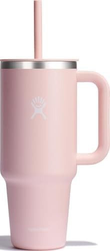 Trillium Pink Travel Tumbler with Handle
