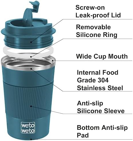 Blue 12oz Portable Thermal Coffee Mug — photo 3