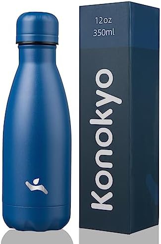 Konokyo 12 oz insulated stainless steel bottle in blue