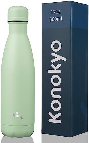 Konokyo 17 oz insulated stainless steel bottle in macaron green