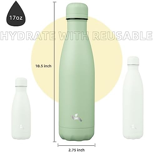 Konokyo 17 oz insulated stainless steel bottle in macaron green — photo 3