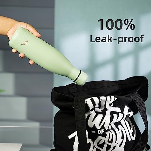 Konokyo 17 oz insulated stainless steel bottle in macaron green — photo 5