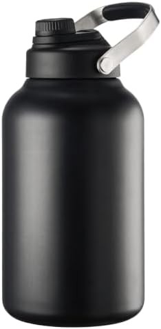 Black wide mouth insulated gallon jug