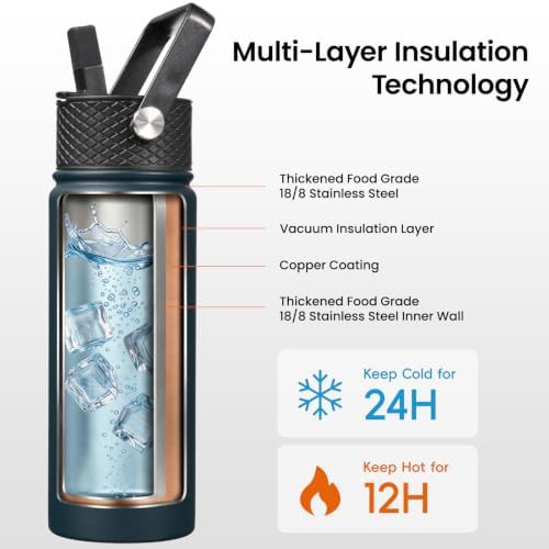 Konokyo 40 oz insulated sports bottle with handle and straw — photo 3