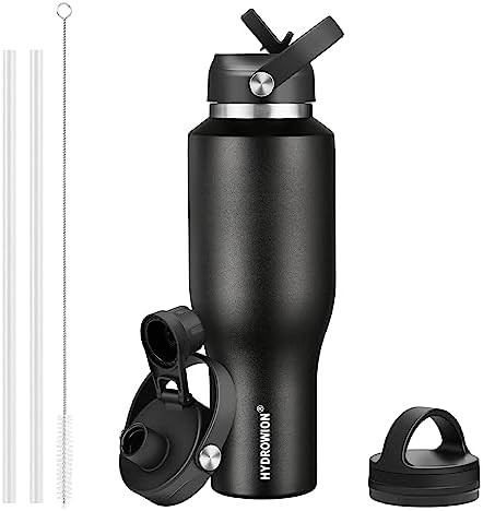 Black matte 40 oz insulated travel bottle