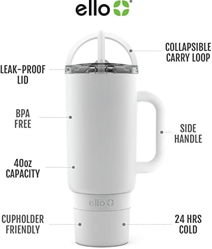 White 40 oz tumbler with carry loop — photo 3