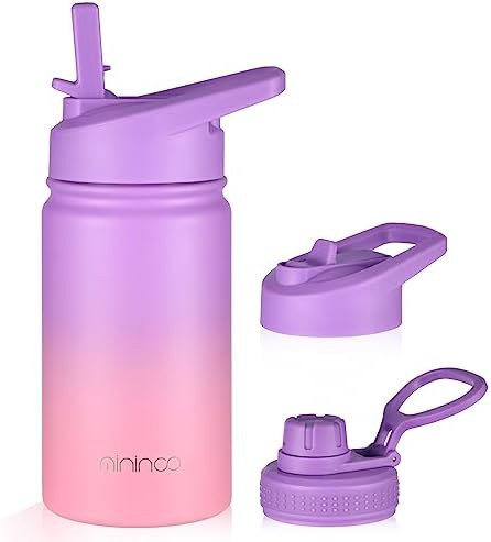 Toddler 12 oz pink bottle with dual lids