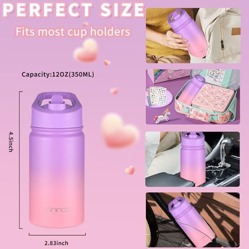 Toddler 12 oz pink bottle with dual lids — photo 4