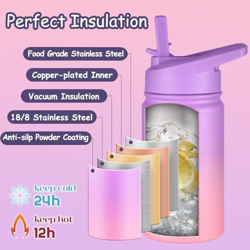 Toddler 12 oz pink bottle with dual lids — photo 5