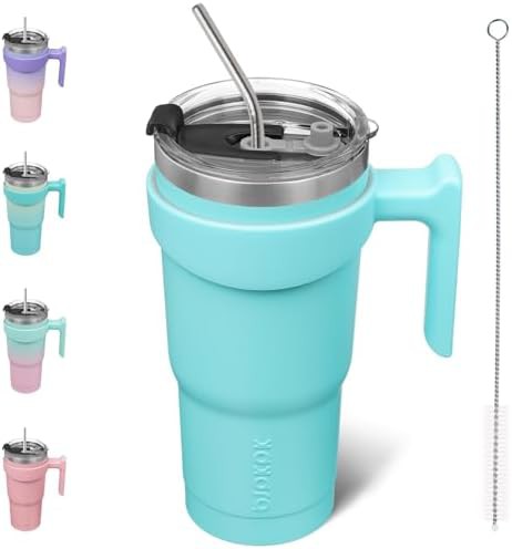 20 oz Tumbler with Handle & Straw stainless