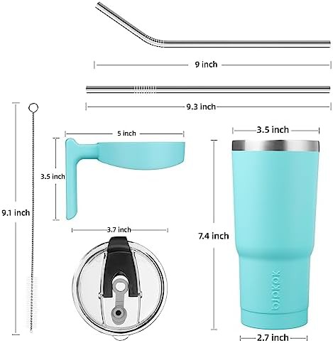 20 oz Tumbler with Handle & Straw stainless — photo 3