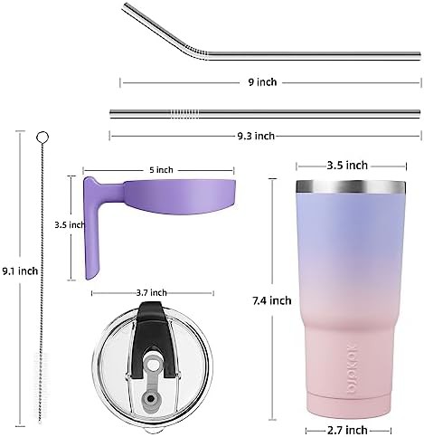 20 oz Tumbler with Handle & Straw steel — photo 3