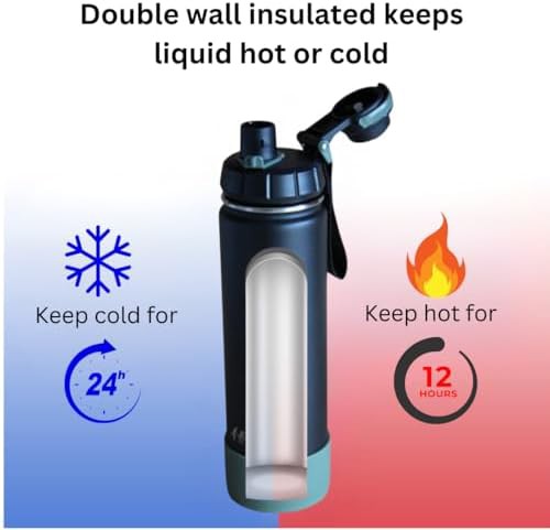 Insulated Stainless Steel Flask with Dual Lids — photo 2