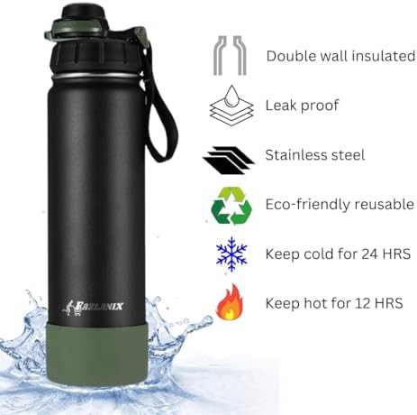 Insulated Stainless Steel Flask with Dual Lids — photo 4